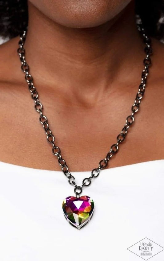 Paparazzi Accessories - Flirtatiously Flashy #N934 Box 10 - Multi Gunmetal Necklace Pink Diamond