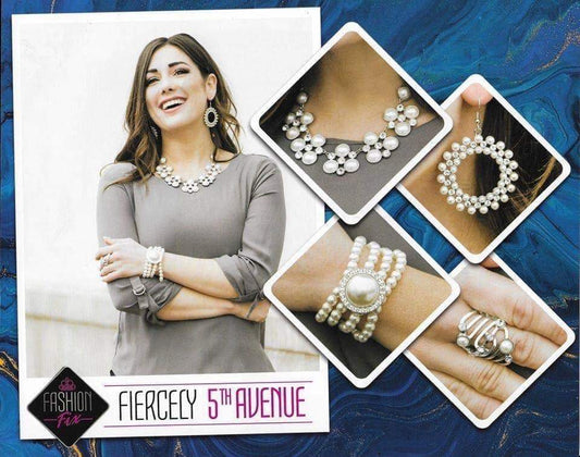 Paparazzi Accessories - Fiercely 5th Avenue #FFA-0420 -  Fashion Fix White Necklace April 2020