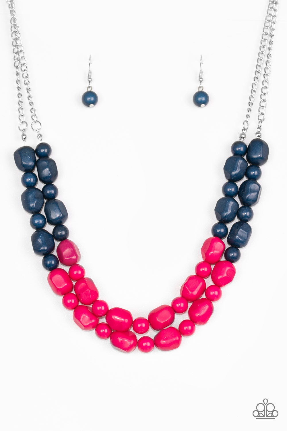 Paparazzi Accessories  - Island Excursion  #N99 Pink & Navy Necklace