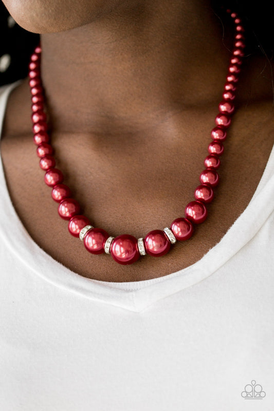 Paparazzi Accessories - Party Pearls - Red Necklace - TheMasterCollection