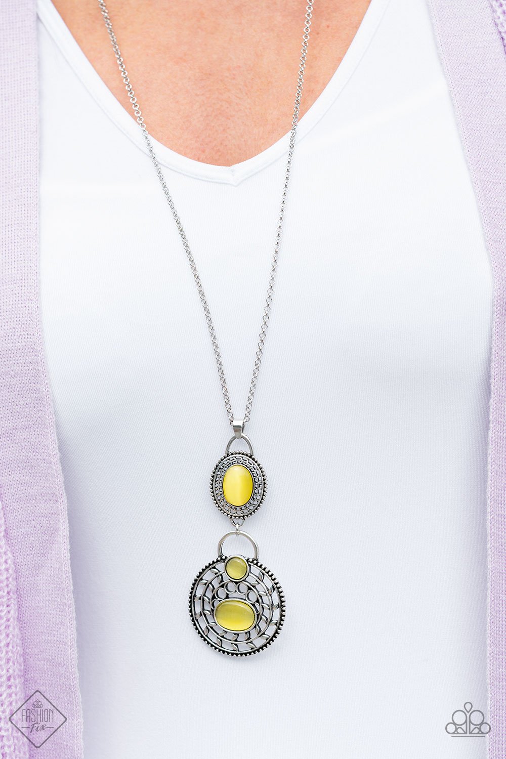 Paparazzi Accessories  - Hook, Vine, and Sinker #N332 Peg - Yellow Necklace