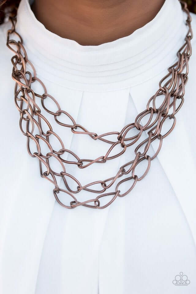 Paparazzi Accessories  - Chain Reaction #L120 - Copper Necklace