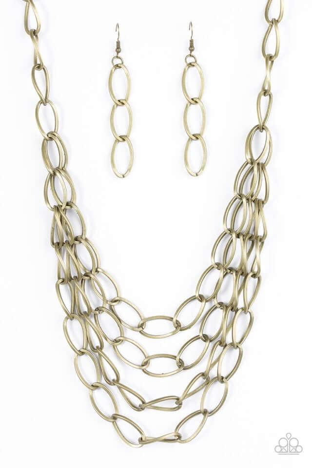 Paparazzi Accessories  - Chain Reaction #L119 - Brass Necklace