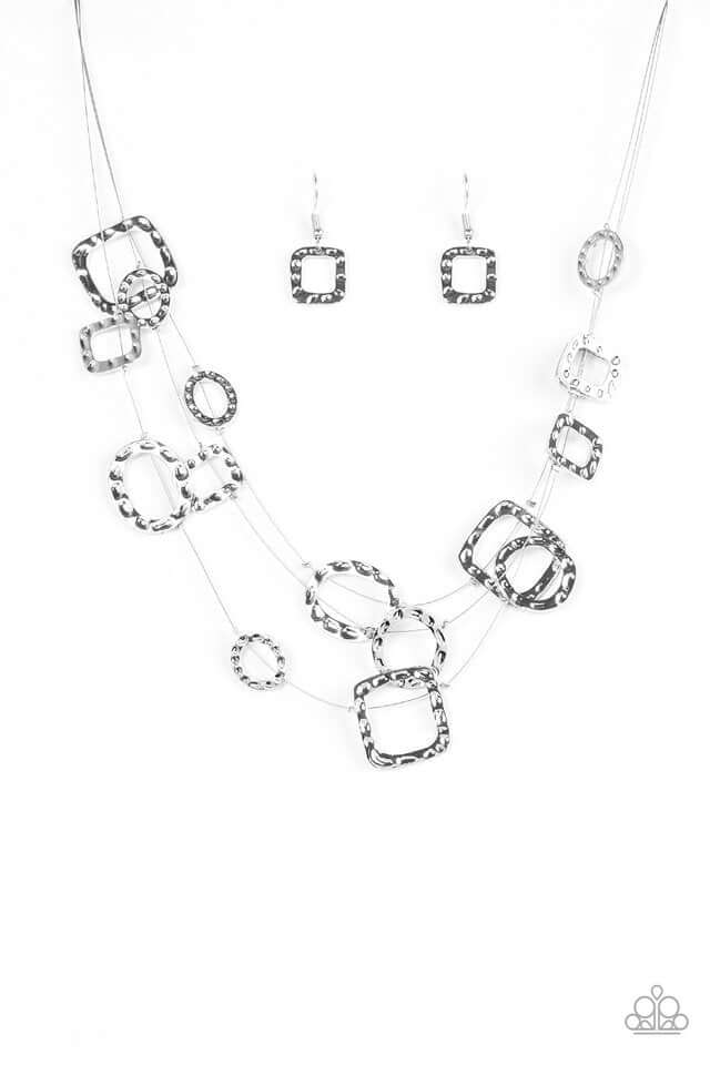 Paparazzi  Accessories- GEO-ing Strong # - Silver Necklace