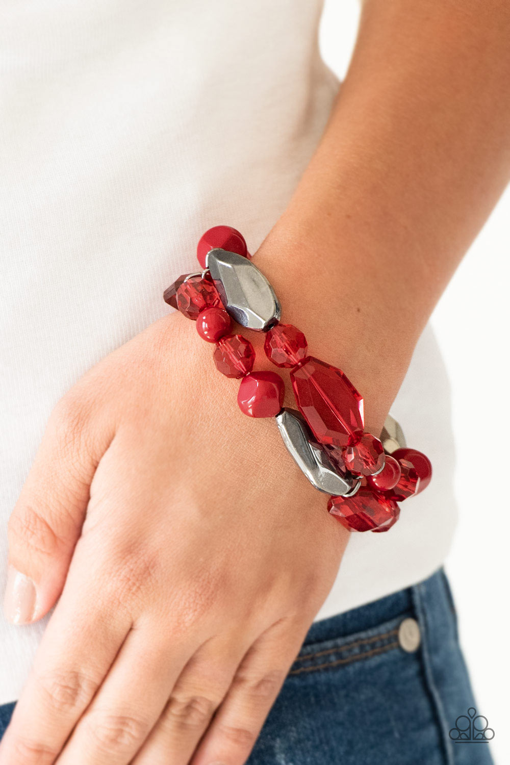 Paparazzi Accessories  - Rockin Rock Candy #B466 - Red Bracelet