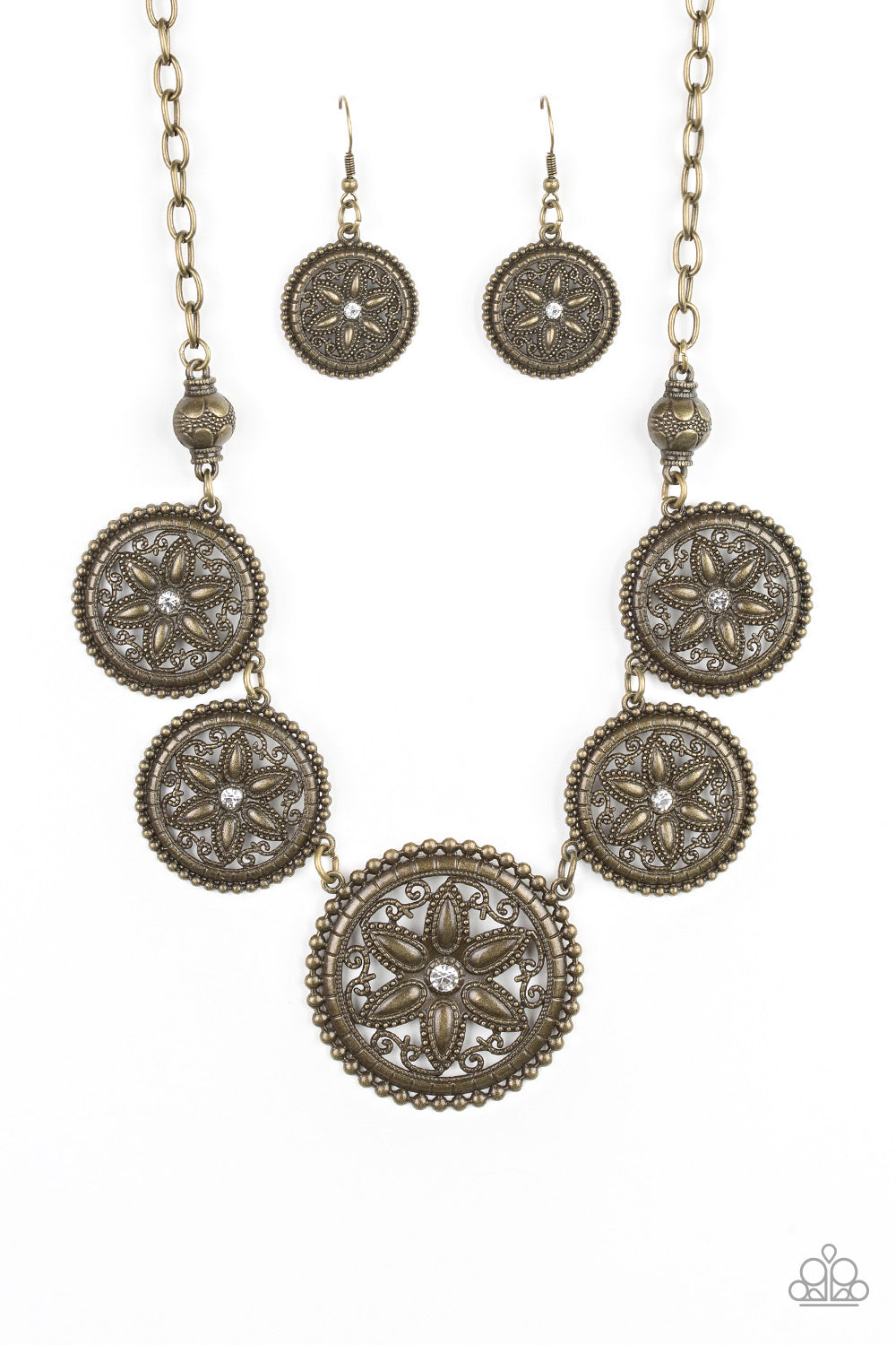 Paparazzi Accessories - Written in the Star Lilies - Brass Necklace - TheMasterCollection