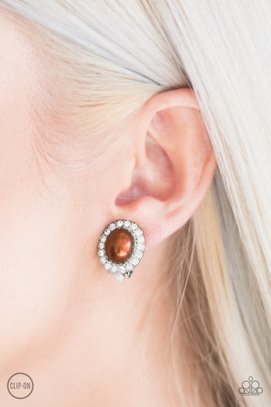 Paparazzi Accessories  - Romantically Regal #E113 Peg - Brown Earring