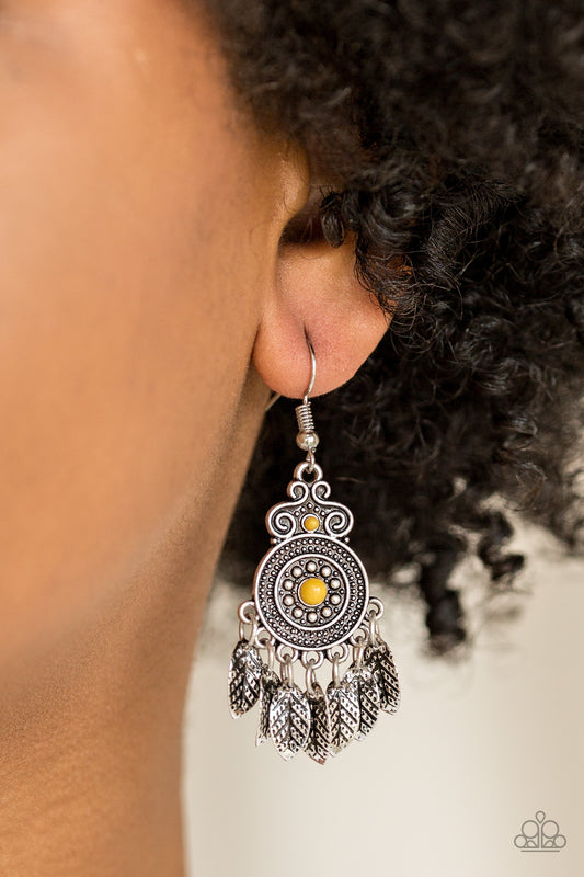 Paparazzi Accessories  - Lower East Wildside #L14 Peg - Yellow Earrings