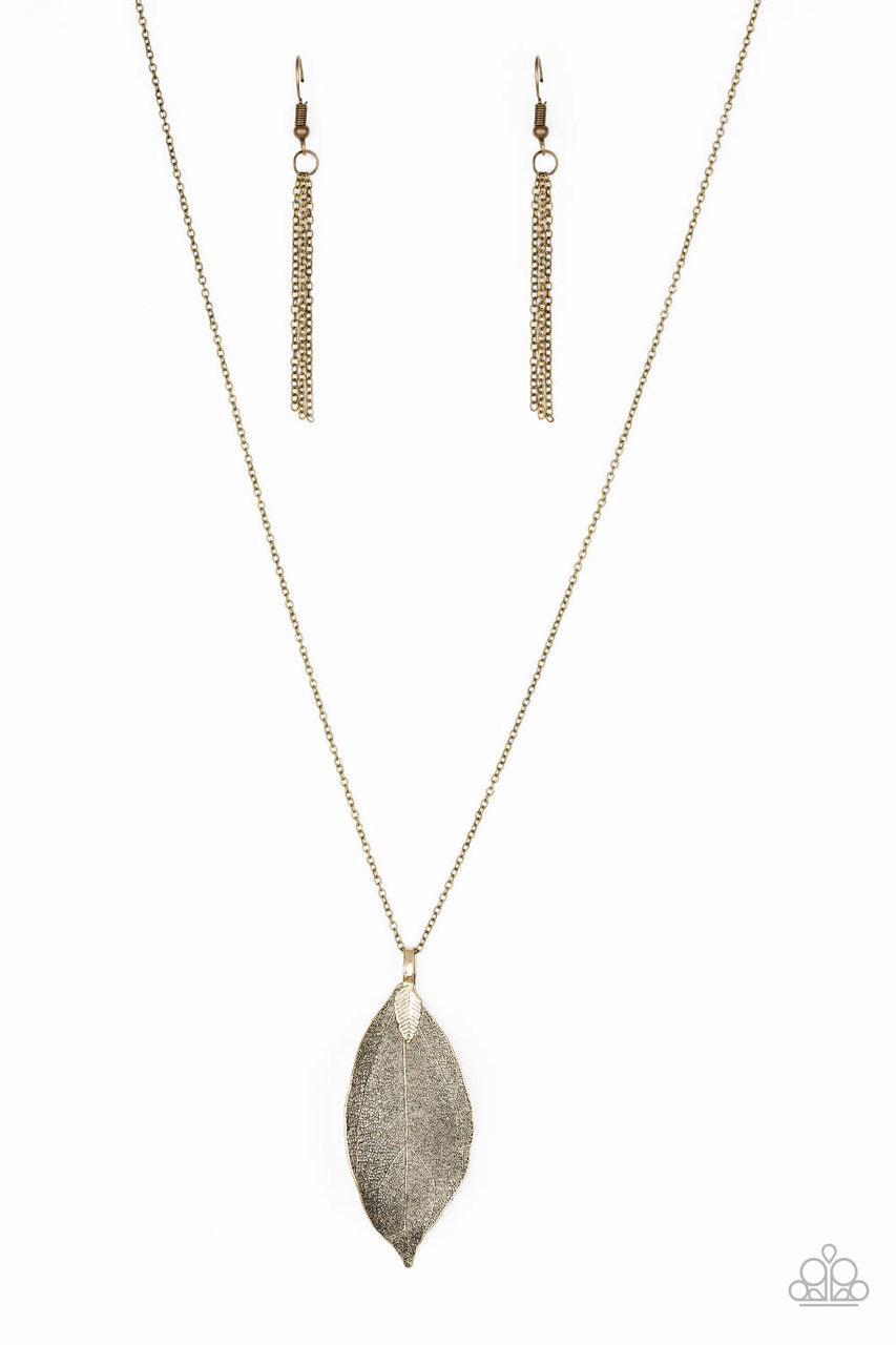 Paparazzi Accessories  - Fall Foliage #N340 Peg - Brass Necklace