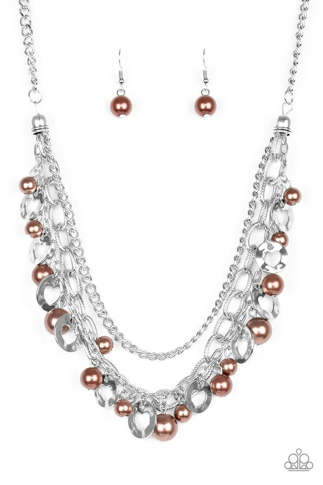 Paparazzi Accessories  - Hoppin Hearts #N314 Peg - Brown Necklace