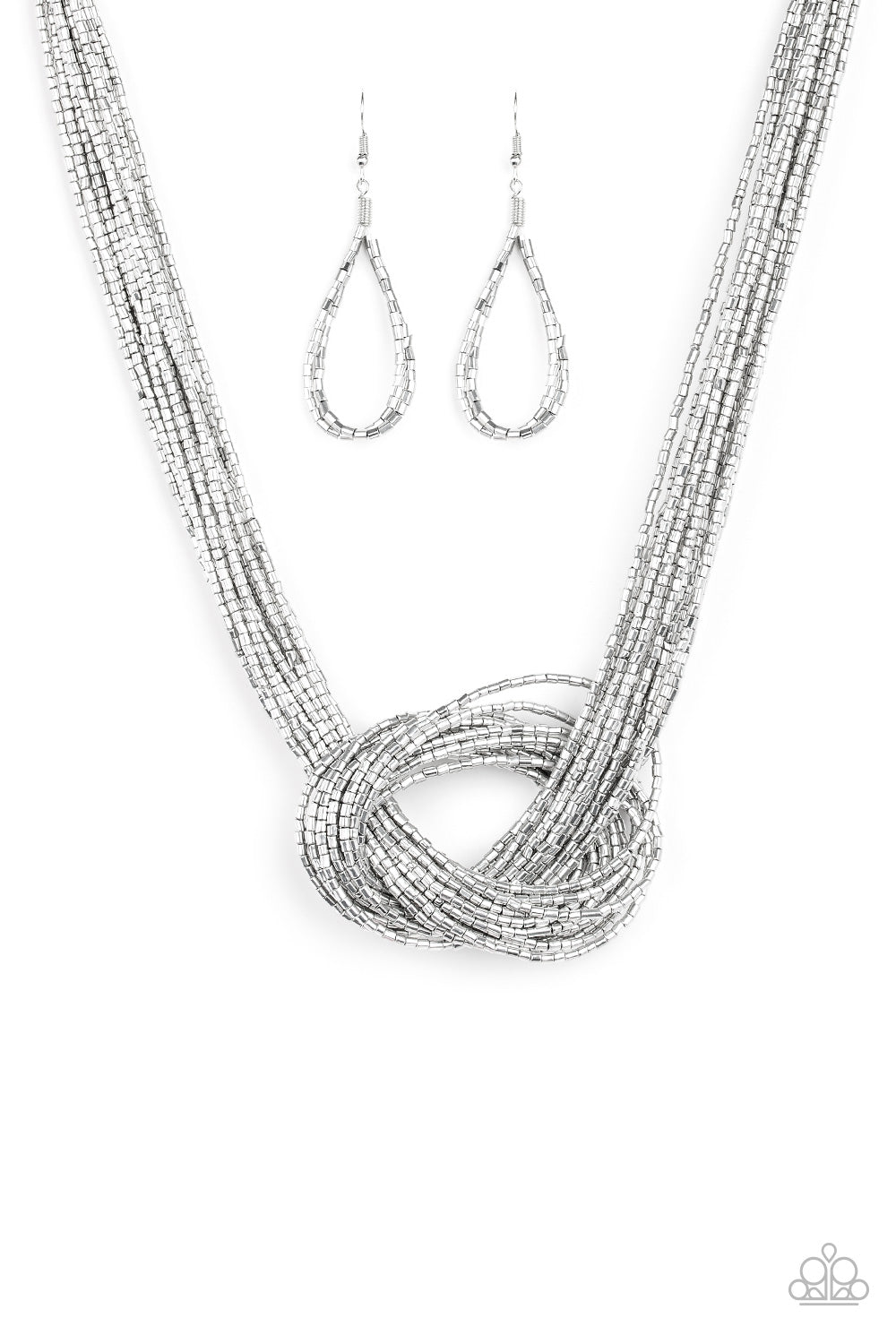 Paparazzi Accessories - Knotted Knockout - Silver Necklace