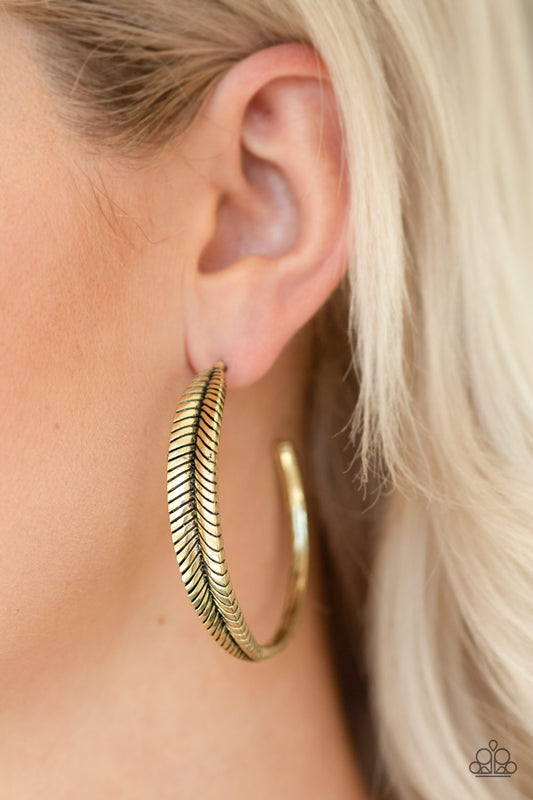 Funky Feathers - Brass Earring - TheMasterCollection