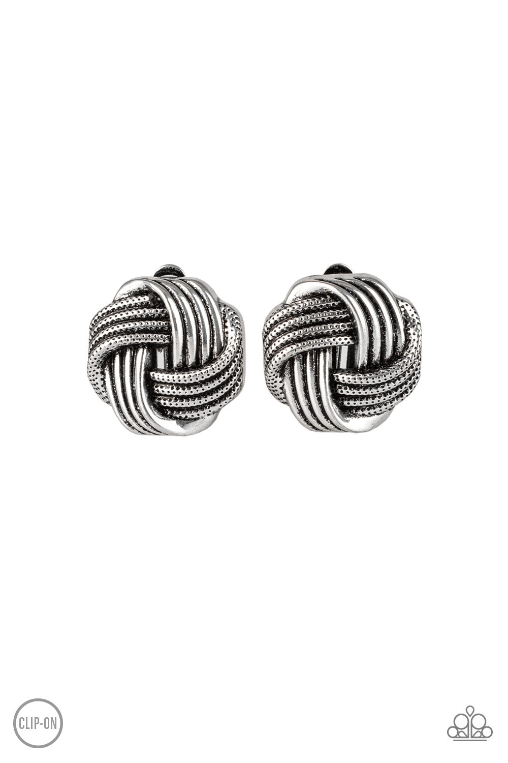 Paparazzi Accessories  - Noticeably Knotted #E98 Bin 20 - Silver Earring