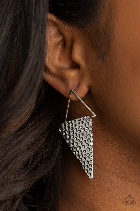 Paparazzi Accessories - Have A Bite #E356 Peg 15 -  Silver Earrings