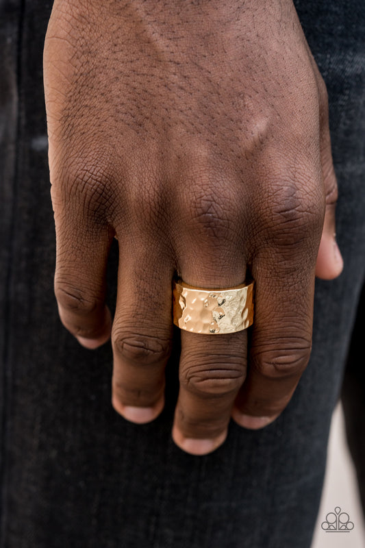 Paparazzi Accessories  - Self-Made Man #R837 - Gold Urban Ring