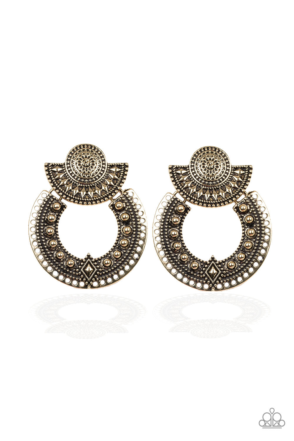 Paparazzi Accessories - Texture Takeover #E255 FF - Brass Earrings