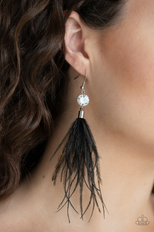 Paparazzi Accessories - Feathered Flamboyance - Black Earrings