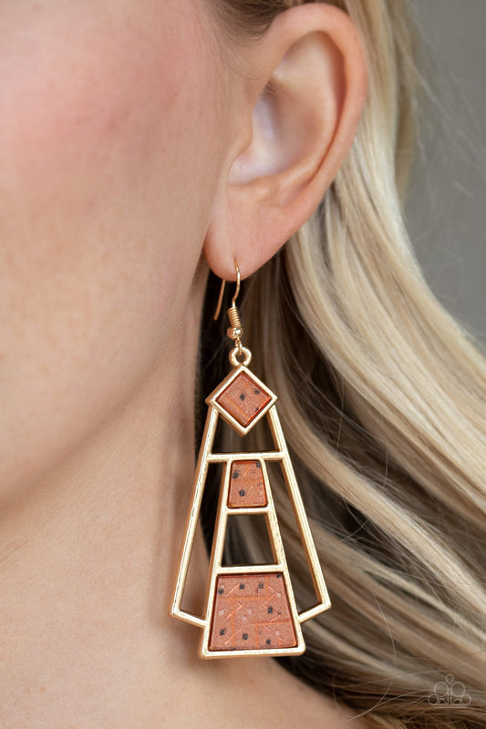 Paparazzi Accessories - Retro Minimalist - Brown Earrings