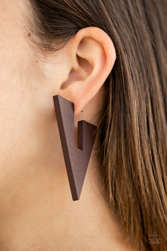 Paparazzi Accessories - Boardroom Bravado - Brown Earrings