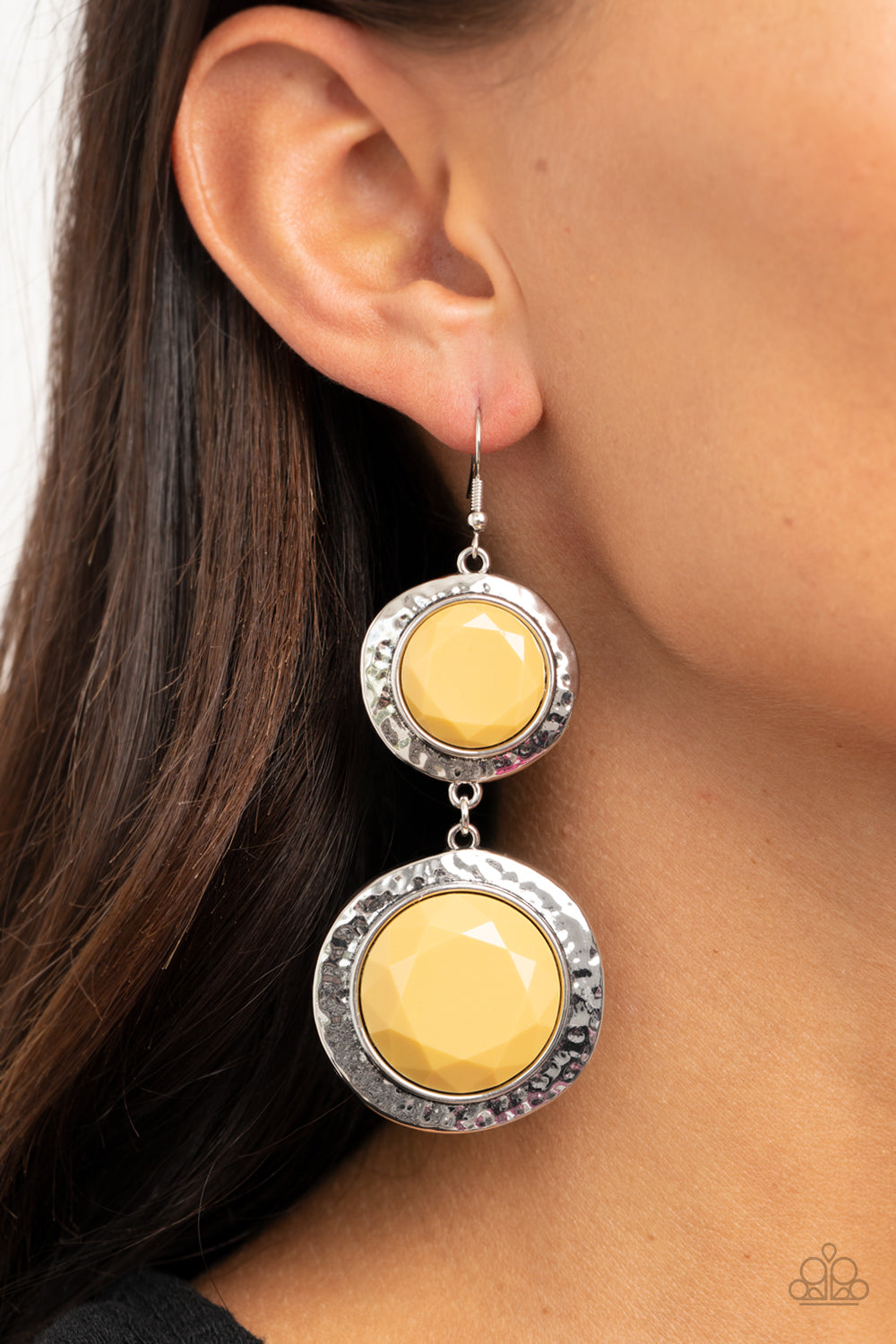 Paparazzi Accessores - Thrift Shop Stop - Yellow Earrings