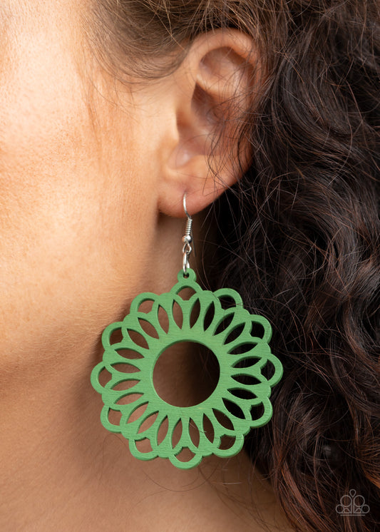 Paparazzi Accessories - Dominican Daisy #E264 - Green Earrings