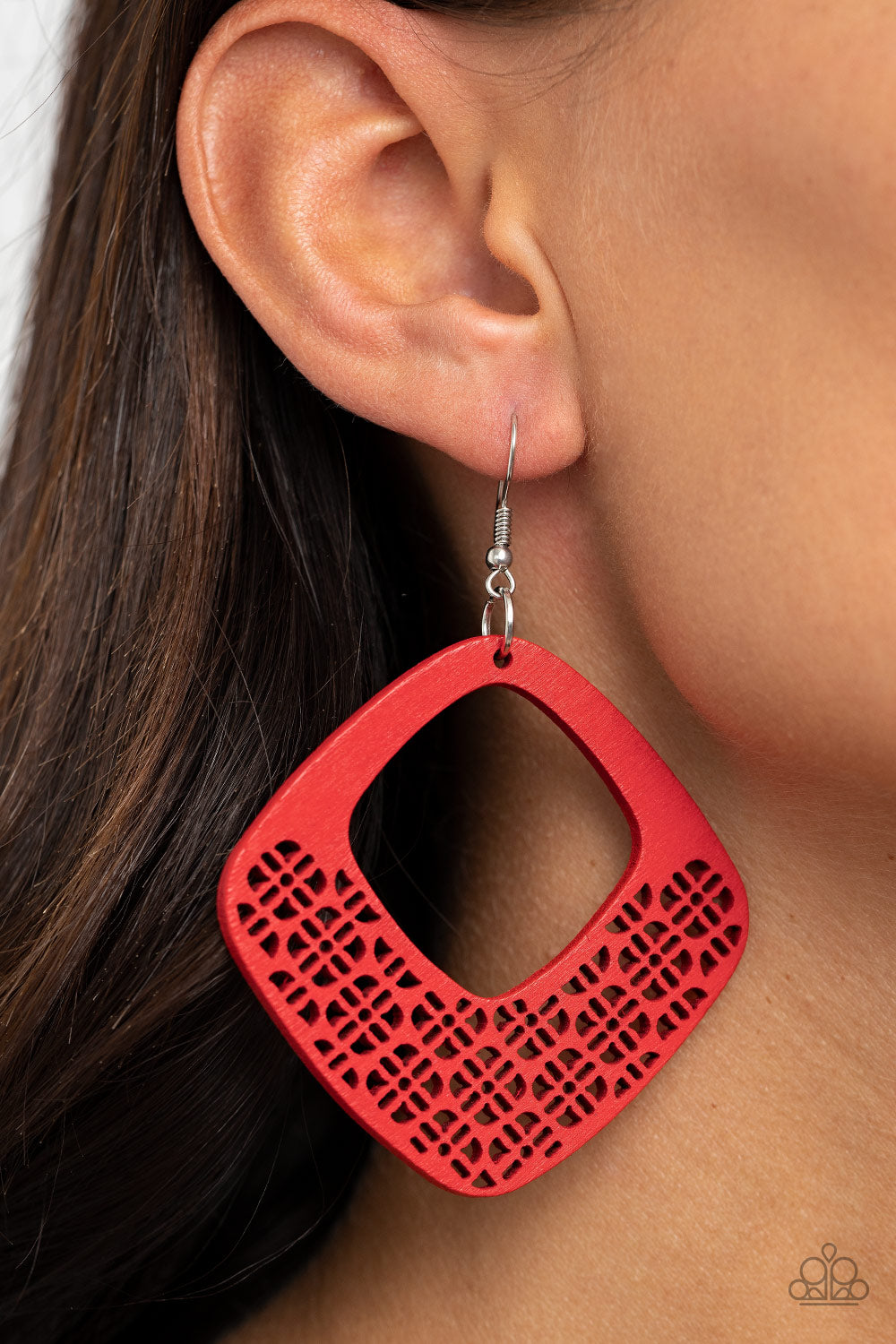 Paparazzi Accessories - WOOD You Rather - Red Earrings