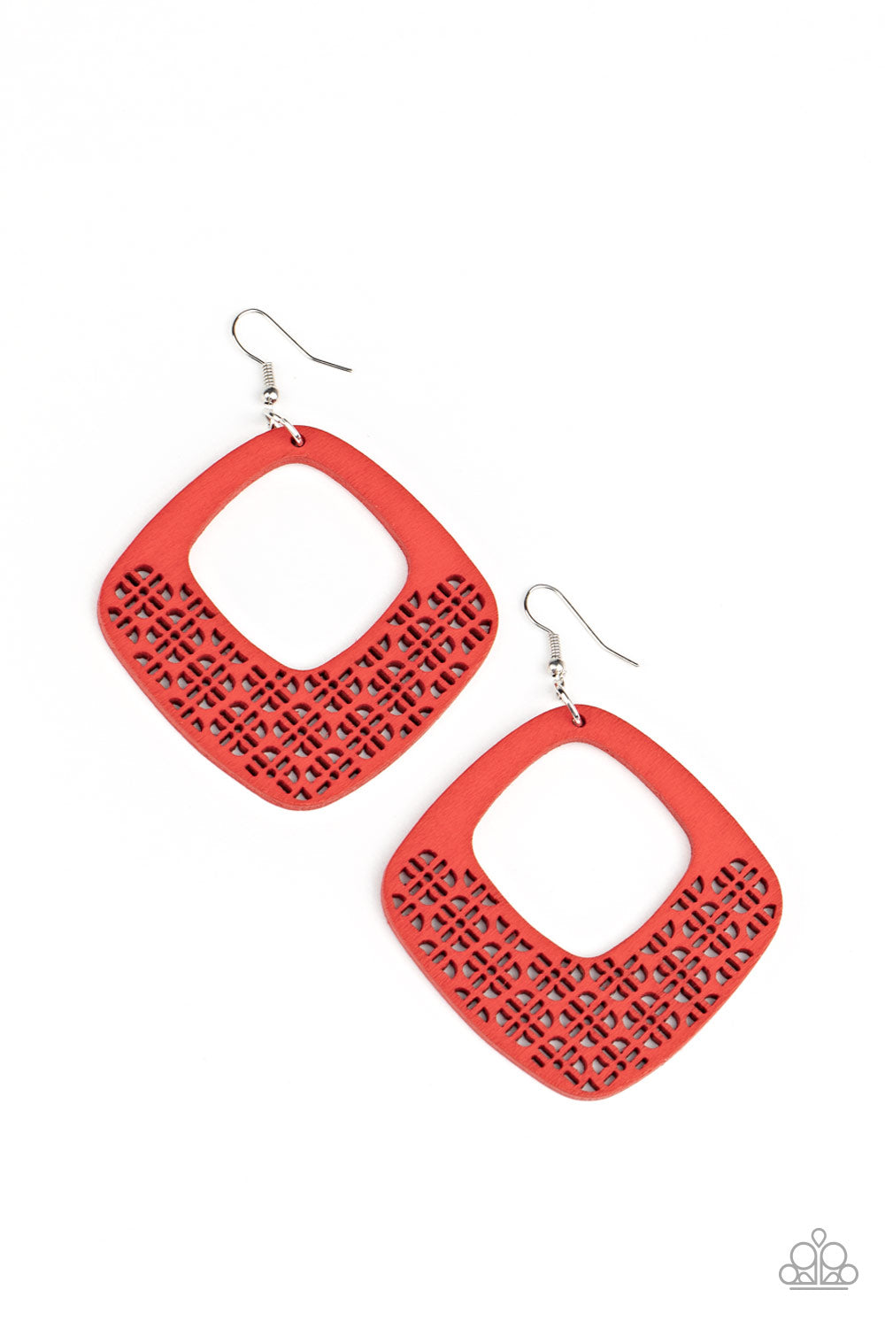 Paparazzi Accessories - WOOD You Rather - Red Earrings