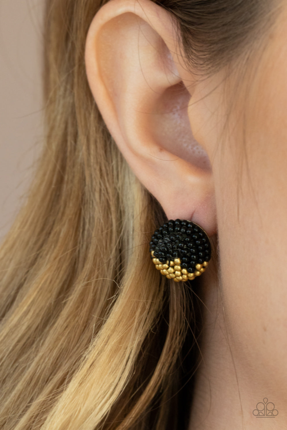 Paparazzi Accessories - As Happy As Can BEAD #E242 - Black Earrings