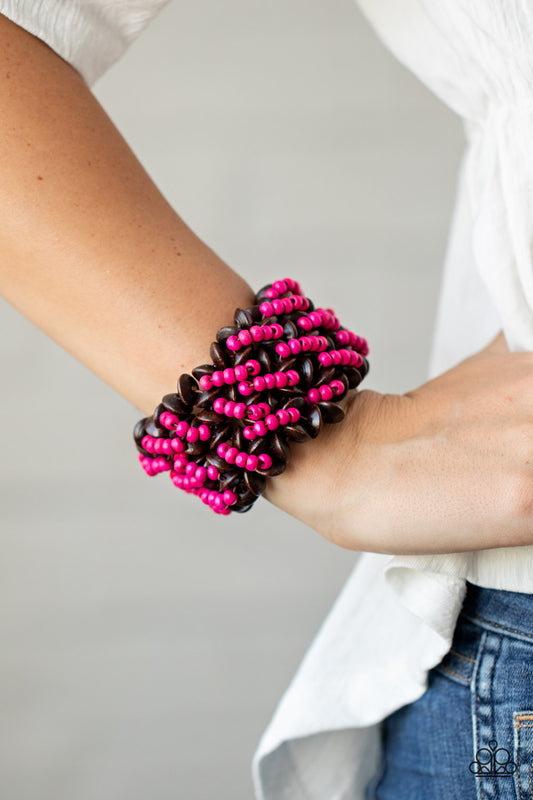 Paparazzi Accessories - Cozy in Cozumel #B433 - Pink Bracelet