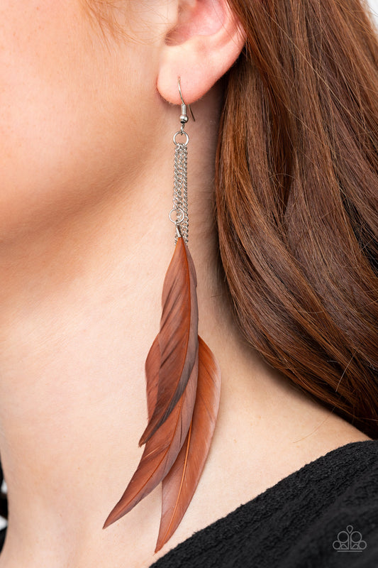 Paparazzi Accessories - West Side Western #E245 - Brown Earrings