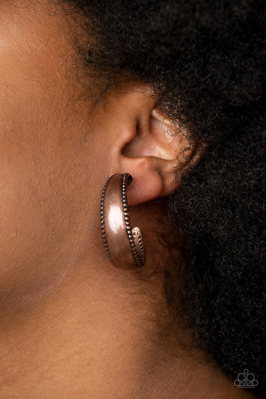 Paparazzi Accessories - Burnished Benevolence #E440 - Copper Earrings