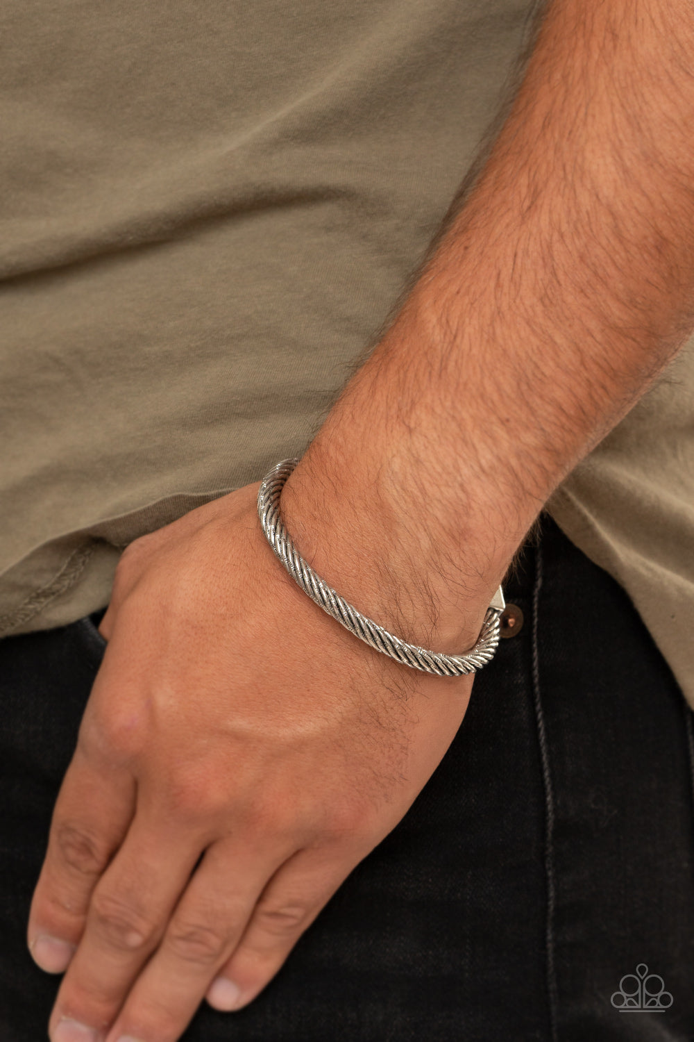 Paparazzi Accessories - Block It Out #B470- Silver Urban Bracelet