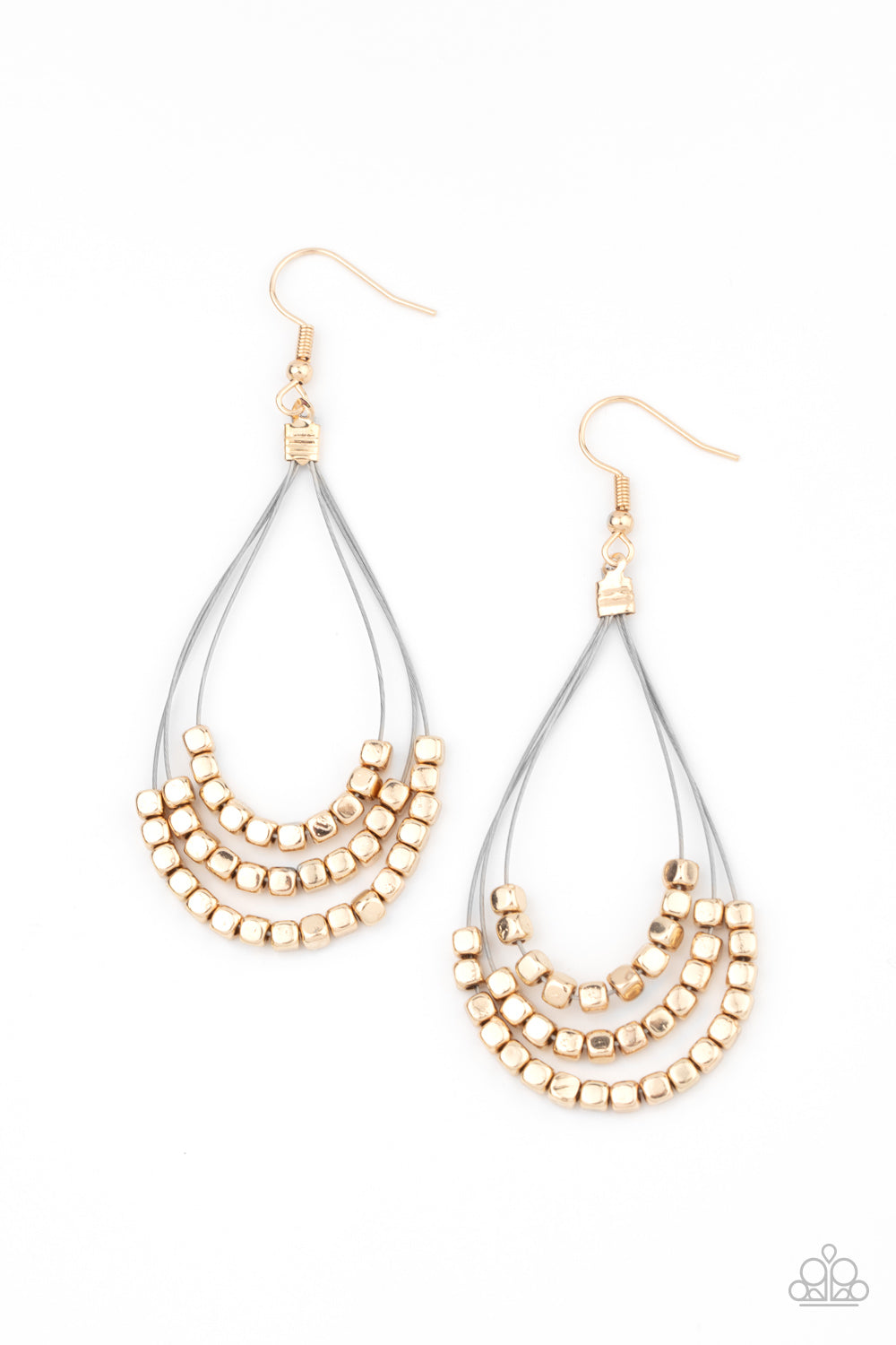 Paparazzi Accessories - Off The Blocks Shimmer #E496 - Gold Earrings