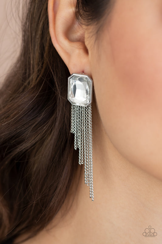 Paparazzi Accessories - Save for a REIGNy Day #E445 - White Earrings