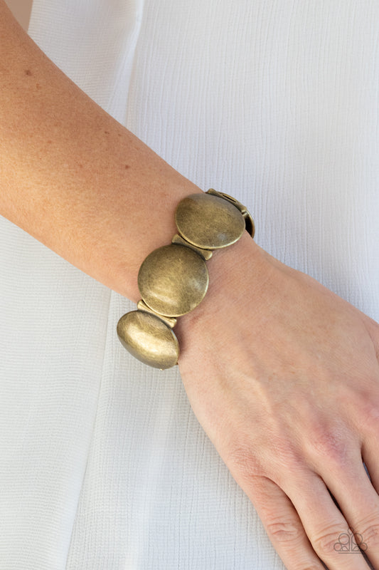 Paparazzi Accessories - Going, Going, GONG! #B558 Drawer 8/2 - Brass Bracelet