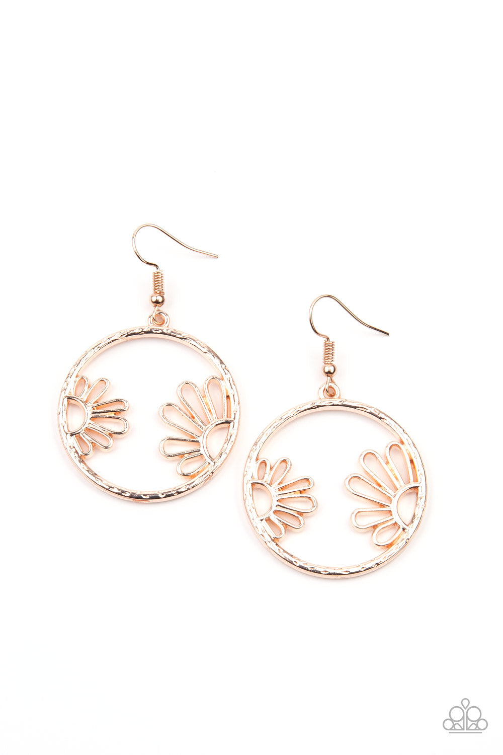 Paparazzi Accessories - Demurely Daisy #E530 - Rose Gold Earrings