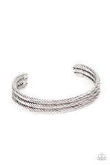 Paparazzi Accessories - Armored Cable #B536 - Silver Bracelet