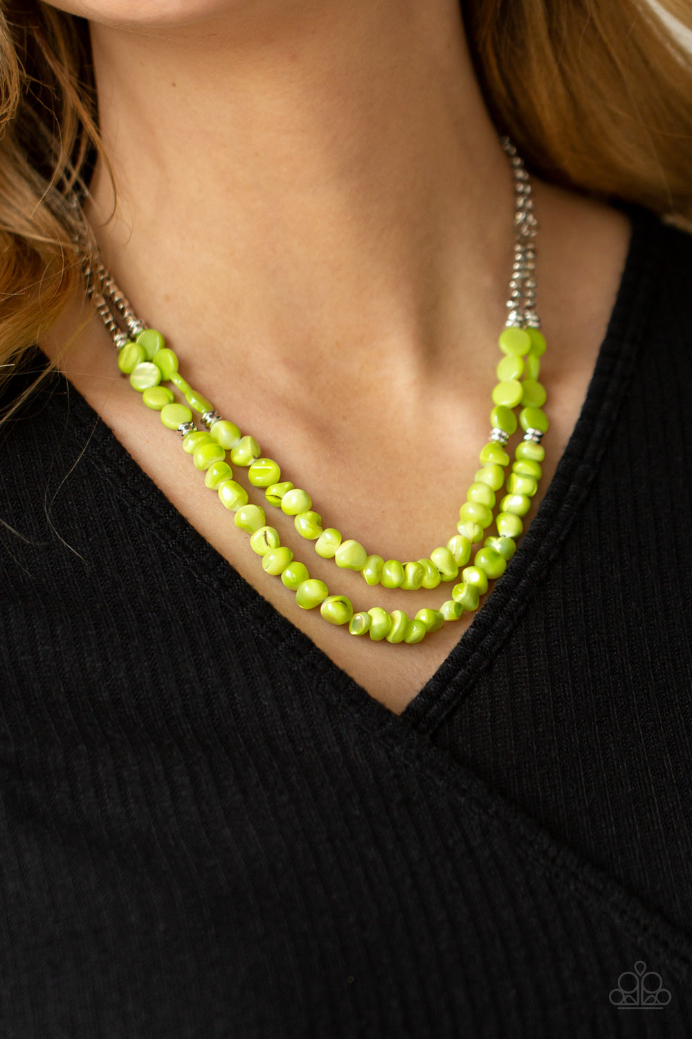 Paparazzi Accessories - Staycation Status #N641 - Green Necklace