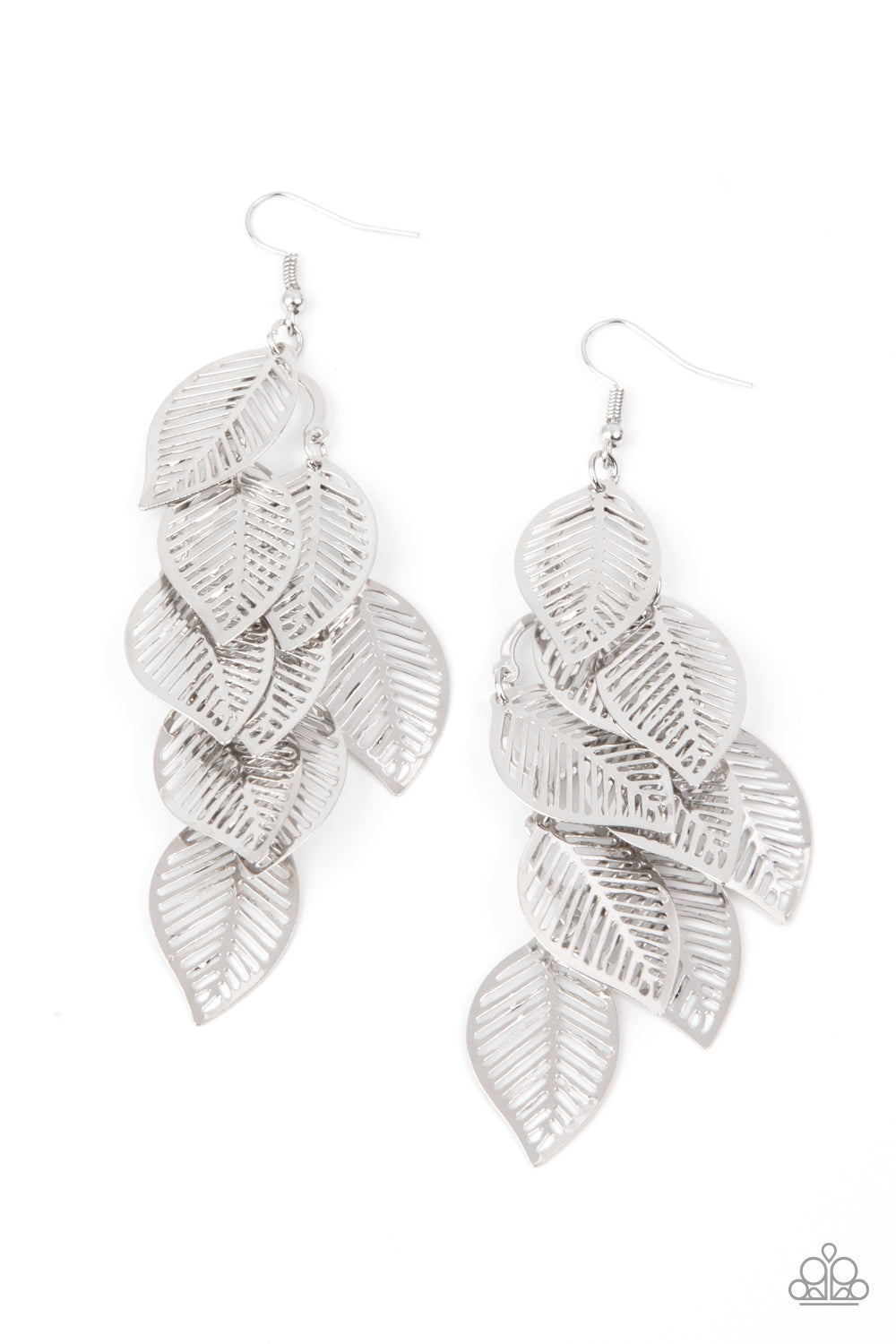 Paparazzi Accessories - Limitlessly Leafy #E429 - Silver Earrings