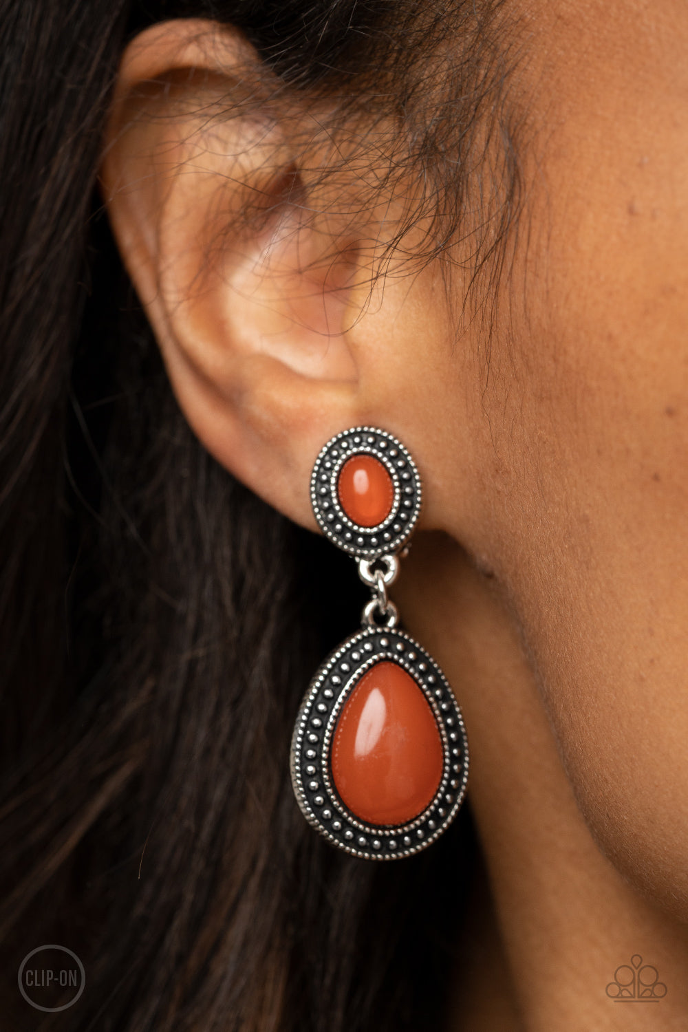 Paparazzi Accessories - Carefree Clairvoyance #E500 - Orange Earrings