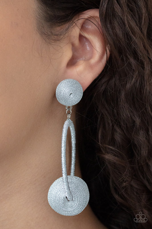 Paparazzi Accessories - Social Sphere #E585 - Silver Earrings