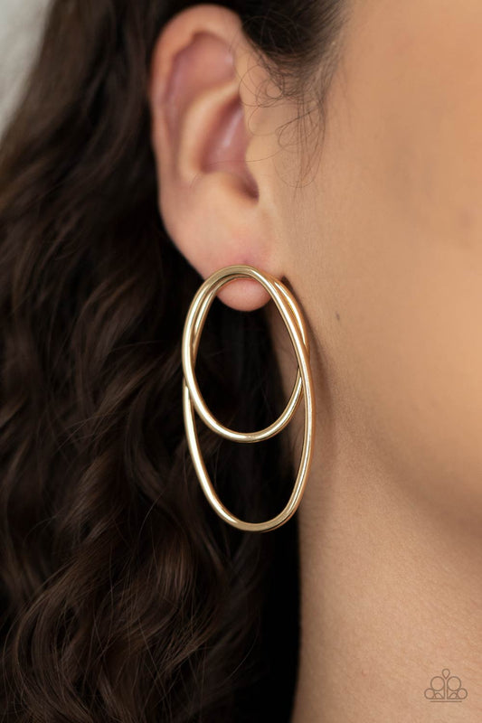 Paparazzi Accessories - So OVAL-Dramatic #E461 - Gold Earrings