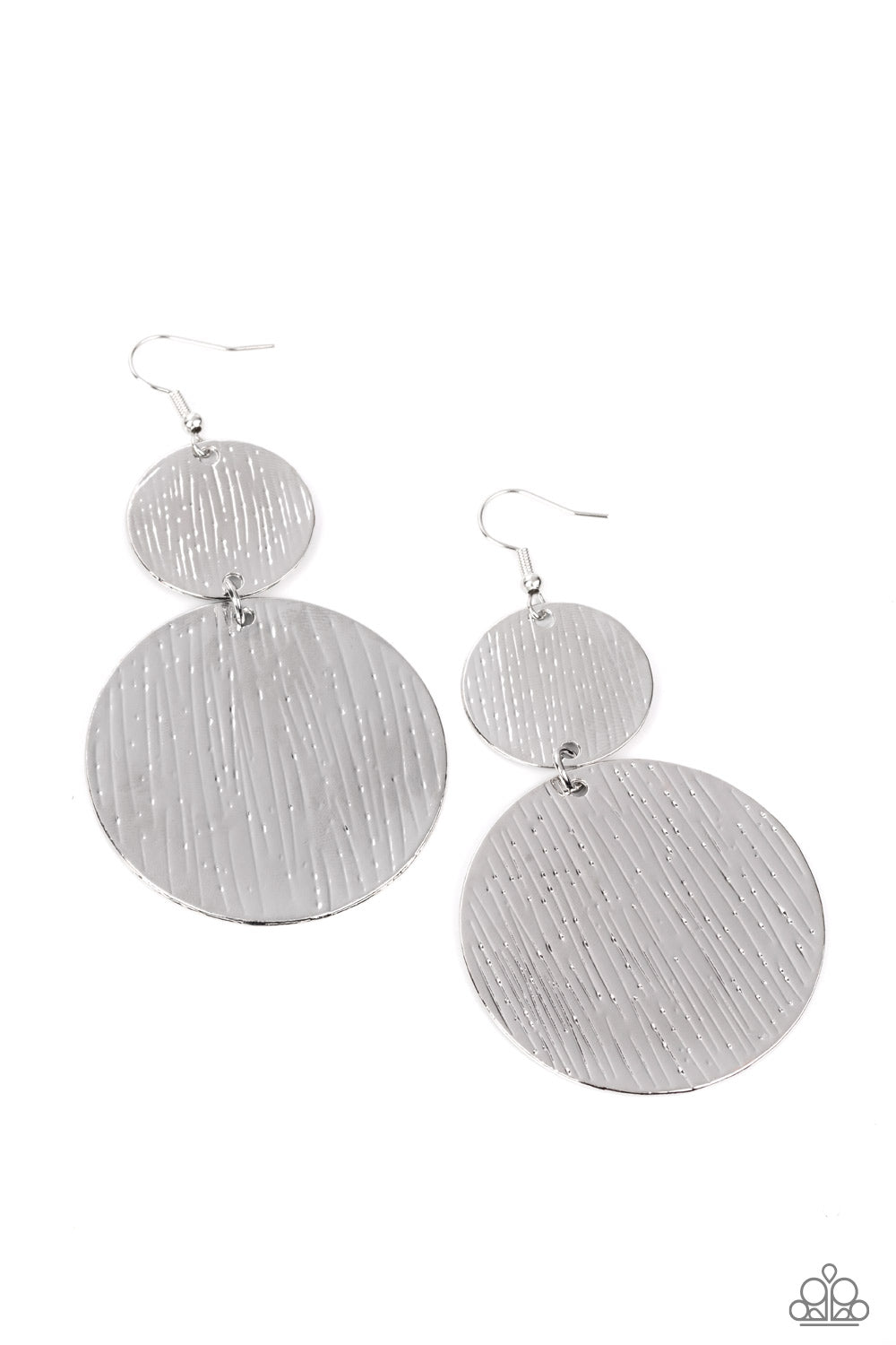 Paparazzi Accessories - Status CYMBAL #E436 - Silver Earrings