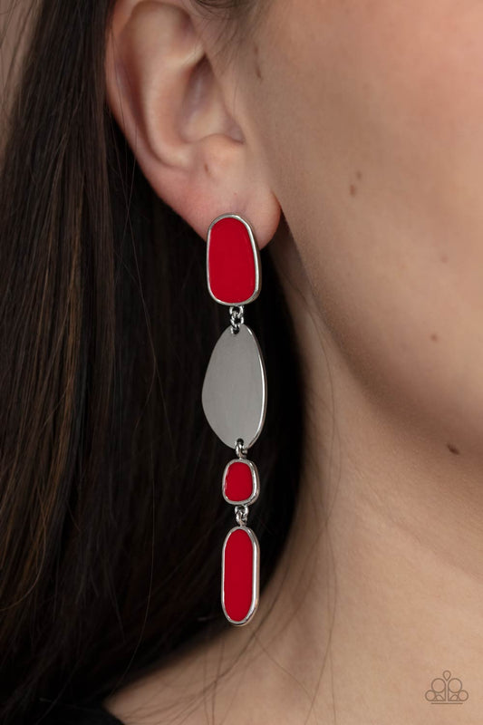 Paparazzi Accessories - Deco By Design #E504- Red Earrings