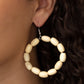 Paparazzi Accessories -Living The WOOD Life #E434 - White Earrings