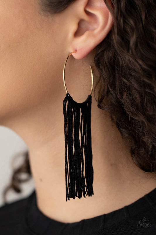 Paparazzi Accessories - Flauntable Fringe #E577 - Gold Earrings