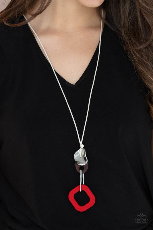 Paparazzi Accessories - Top Of The WOOD Chain #N635 - Red Necklace