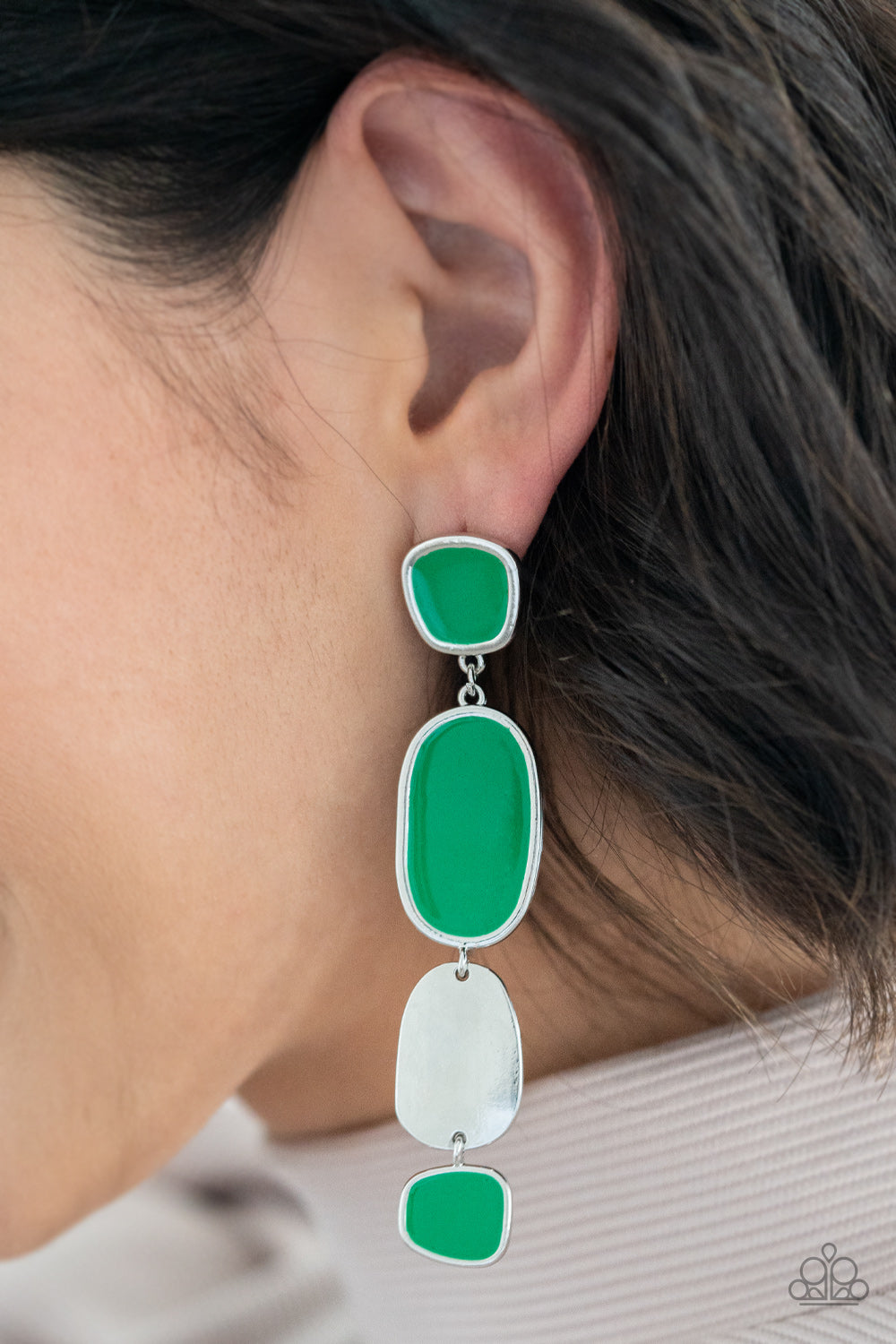 Paparazzi Accessories - All Out Allure #E556 - Green Earrings