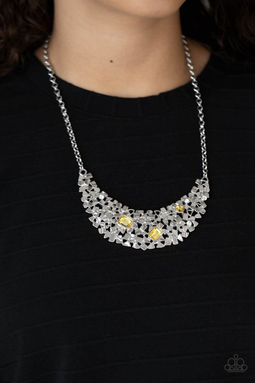 Paparazzi Accessories - Fabulously Fragmented #N678 - Yellow Necklace
