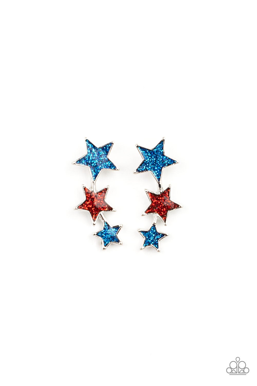 Paparazzi Accessories - MULTI RED WHITE BLUE STAR #SS6 - Starlet Shimmer Earrings